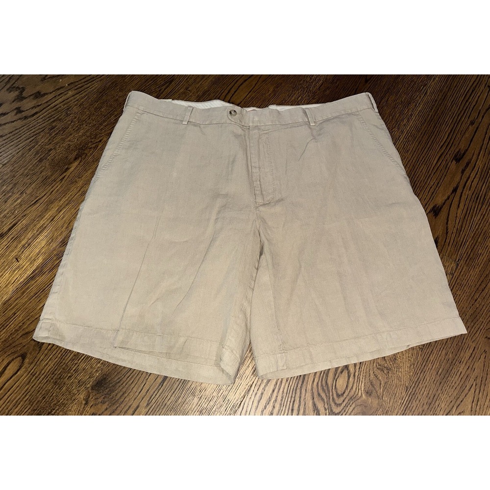Peter Millar Shorts Mens 40 Khaki Beige‎ Chino Linen Silk Golf NWT